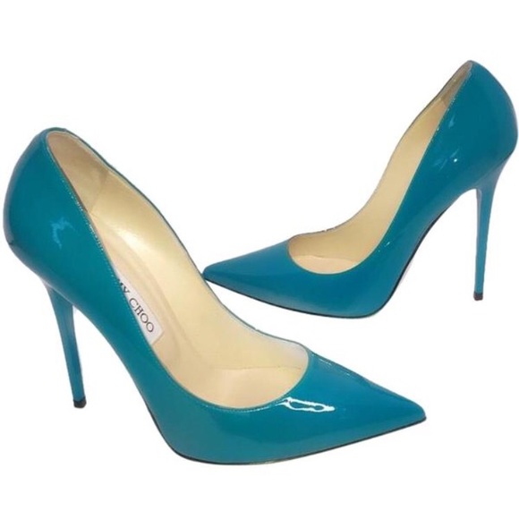 Jimmy Choo Shoes - Turquoise Anouk Patent Leather Pumps